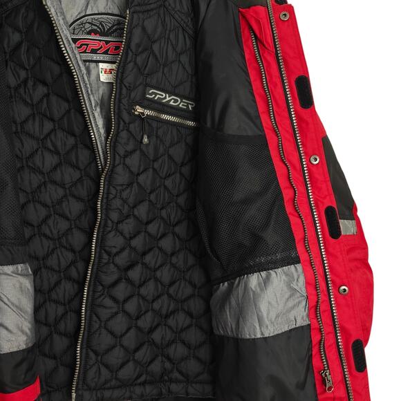 Spyder Ski Snowboard Jacket Mens Small Red Black Entrant Dermizax Hood Vintage - Picture 7 of 16